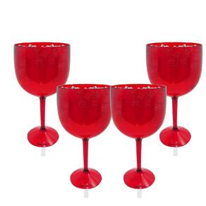 Kit 4 Taças Gin Vermelho Acrílico