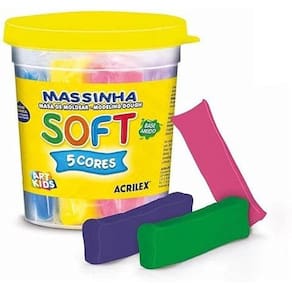 Massinha de Modelar Soft com 5 Cores - Acrilex