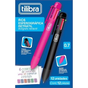 Caixa Caneta Esferográfica Rc6 Cores Tilibra - 0.7mm C- 12 Unidades