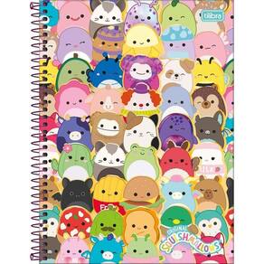 Caderno Universitário Squishmallows Tilibra Capa Dura Espiral - 1 Matéria 80 Folhas Vários Bichinhos
