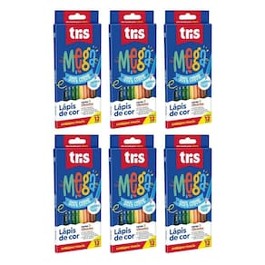Pacote Lápis De Cor Tris Mega Soft Color - 12 Cores C- 6 Unidades
