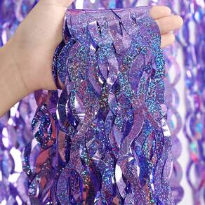 Cortina de franja CYLMFC Purple Foil 1m x 2m para decoração de festa