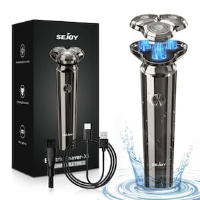 Máquina de barbear elétrica Sejoy 3D recarregável rotativa para homens