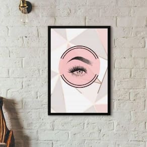 Quadro Cílios E Sombrancelha Geométrico 33X24 Moldura Preta
