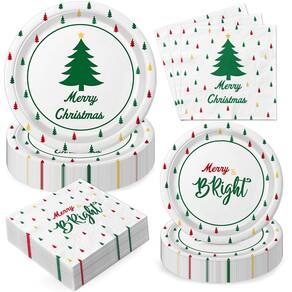 Conjunto de pratos e guardanapos de papel de Natal Oigco Christmas