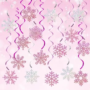 Decorações em espiral suspensas em floco de neve, 24 peças para decoração de festa