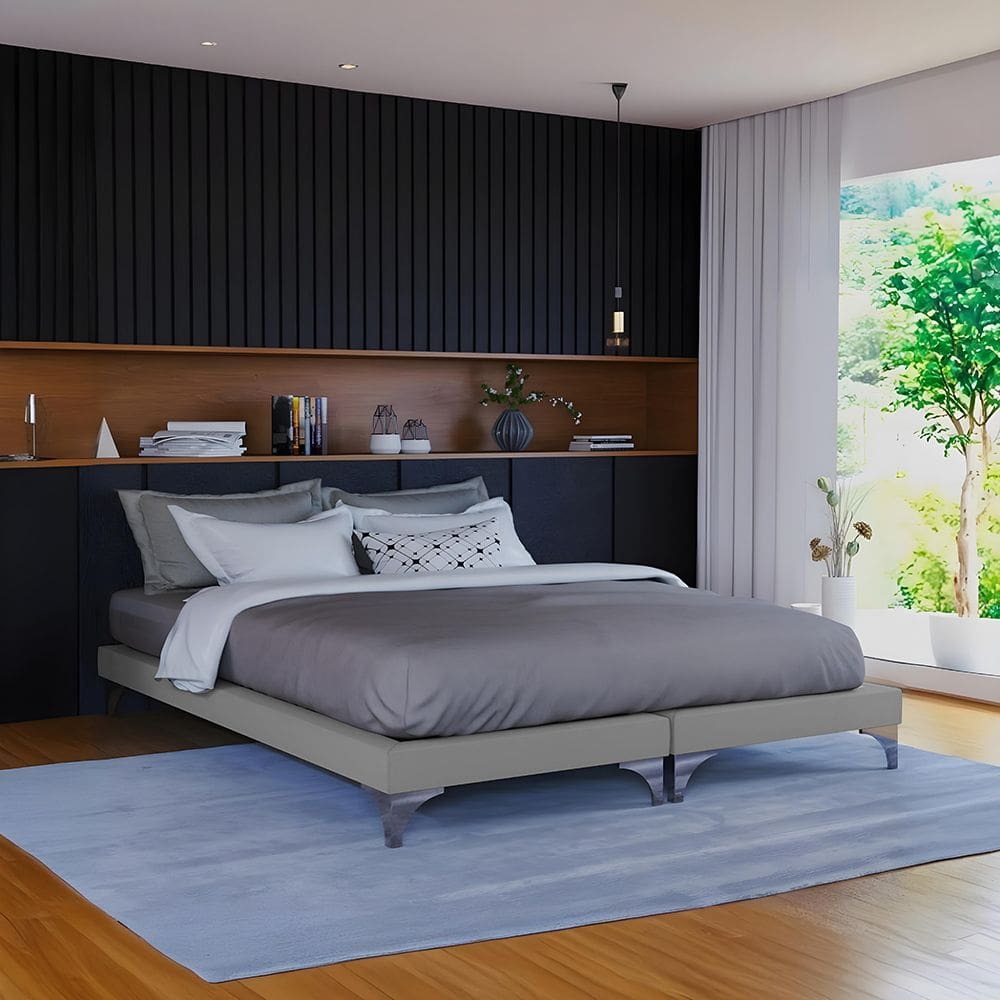 Cama Oriental Premium King Veludo Cinza