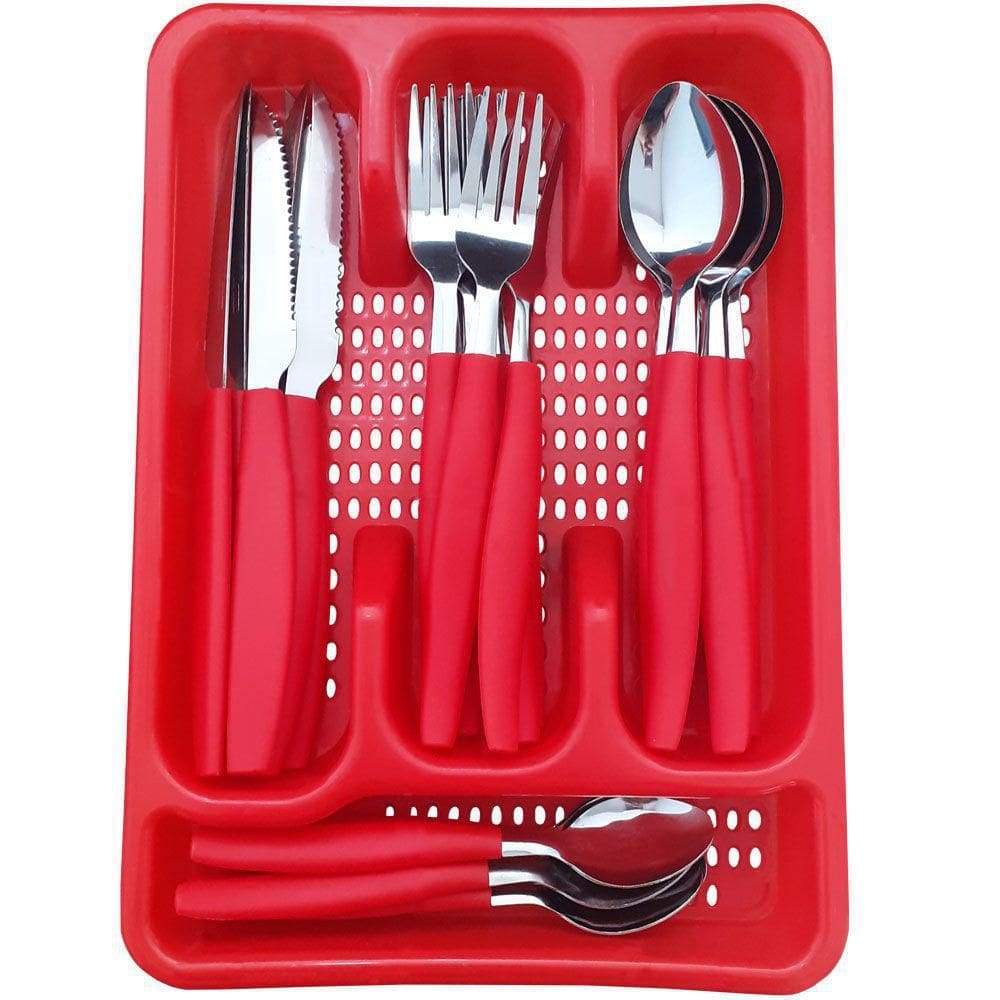 Jogo De Talheres 25 Peças Vermelho