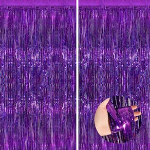 Cortinas de franja metálica NUWDHP Purple Metallic 1,0 x 2,5 m, pacote com 2