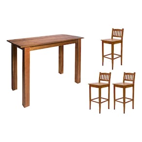 Conjunto Decorativo Aparador 1,60m com 3 Banquetas Bh para Hall de Apartamento em Madeira Maciça - N