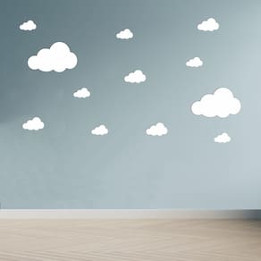 Adesivo Decoração Infantil Nuvens Brancas - 12 Unidades