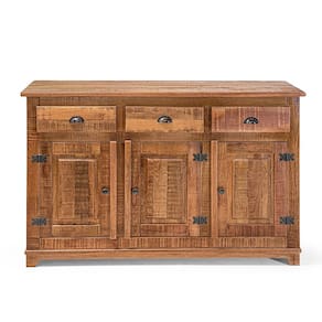 Buffet Arca Rústico Decorativo em Madeira Maciça 3 Portas e 3 Gavetas - Natural