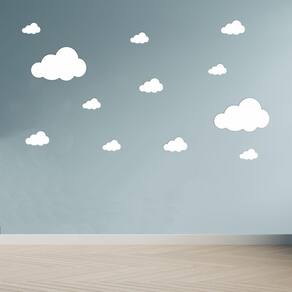 Adesivo Decoração Infantil Nuvens Brancas - 12 Unidades
