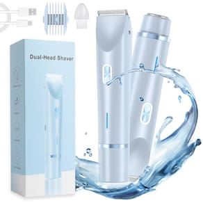 Máquina de barbear elétrica de duas cabeças Glow Aura, azul para mulher