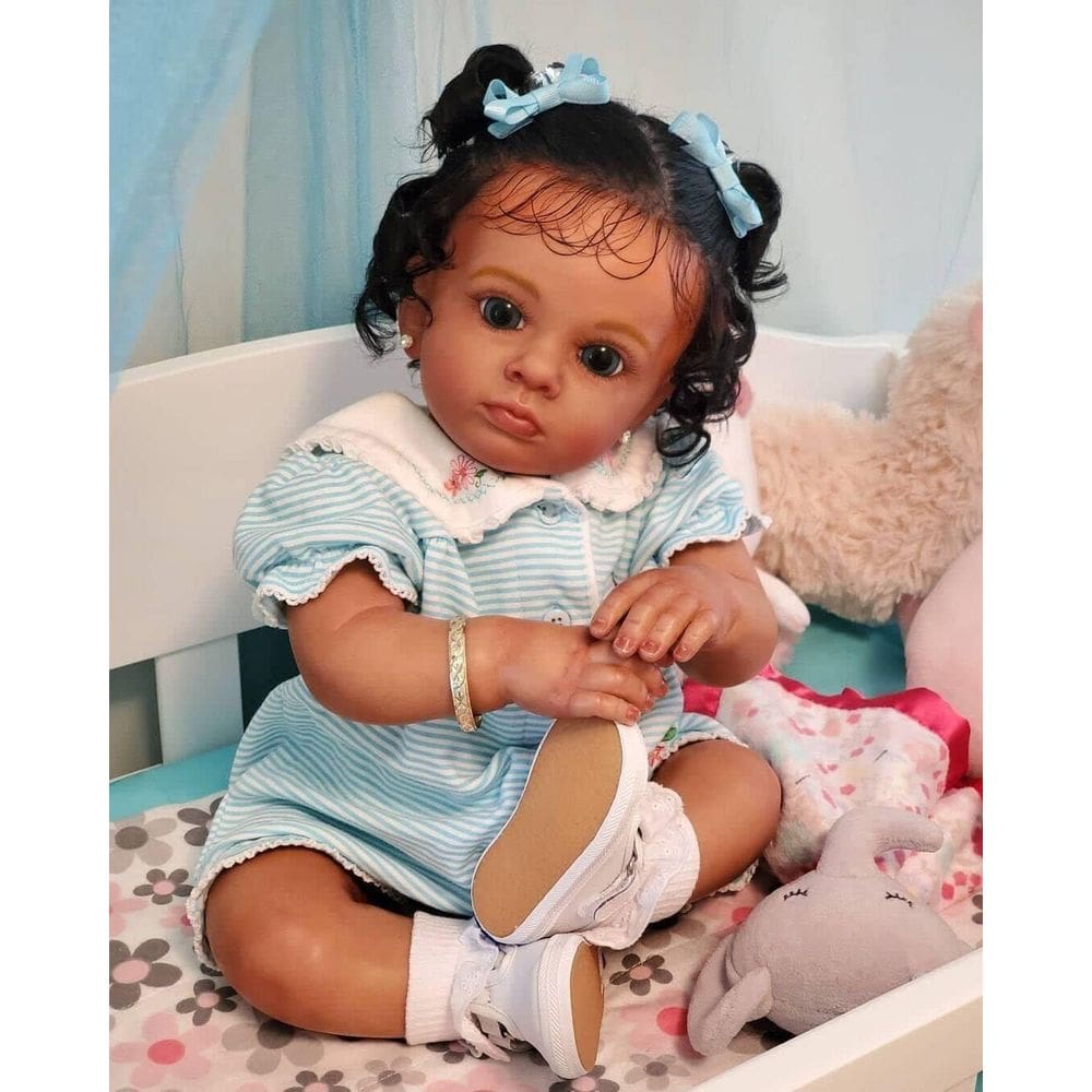 Boneca infantil Reborn Angelbaby, garota afro-americana de 24 polegadas