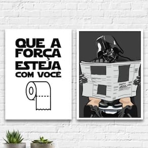 Kit 2 Quadros Banheiro Darth 45X34Cm