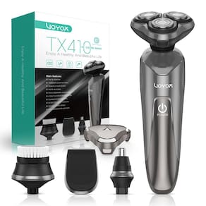 Barbeador elétrico VOYOR TX410 para homens, recarregável, seco e úmido