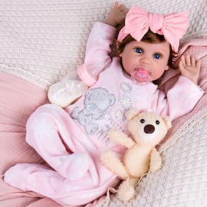 Boneca Reborn Aori Lifelike Real Life Girl 22" com acesso.