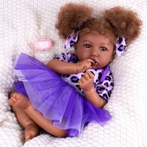 Boneca Reborn Aori Realistic Black American Girl 50 cm com acc