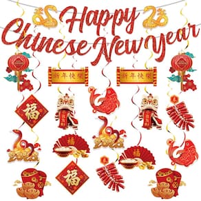 Decorações de Ano Novo Chinês HAKOTI 2025 com 19 peças em espirais