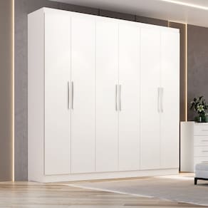 Guarda Roupa Casal 6 Portas 3 Gavetas Mônaco Branco