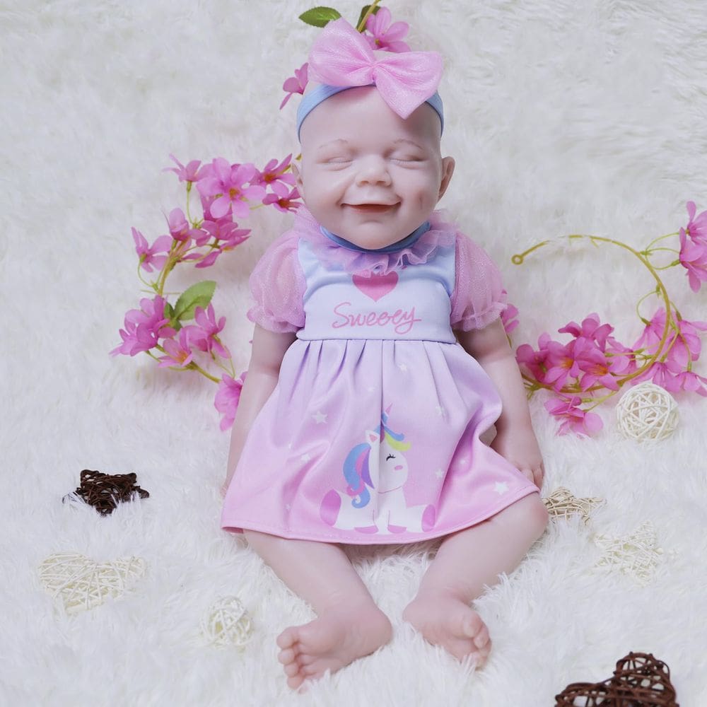 Boneca Reborn Baby Doll AISITE Full Silicone de 45 cm com roupas e acessórios.