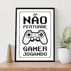 Quadro Gamer Jogando Não Perturbe 33X24Cm - Com Vidro