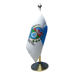 Bandeira de Mesa RJ 9x13 cm c/ Mastro e Pedestal