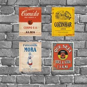 Kit 4 Placas Cozinha Propagandas Antigas 18X27Cm