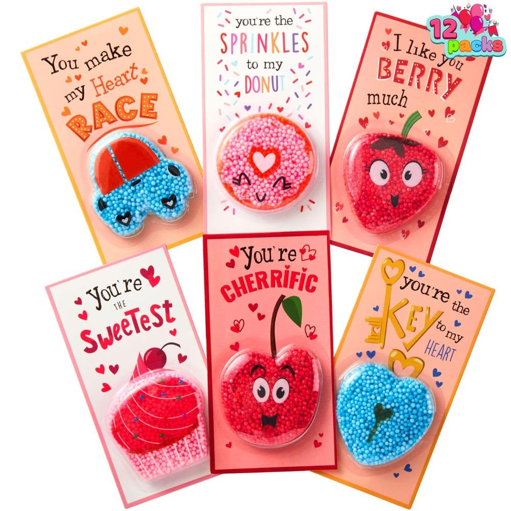 Brinquedo de espuma Squashy JOYIN para o Dia dos Namorados com cartões, 12 unidades