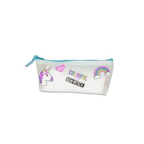 Estojo Escolar Unicornio Silicone Colorful Infantil Branco