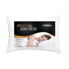Kit 2 Travesseiros Descanso 200 Fios Algodão Branco Percal