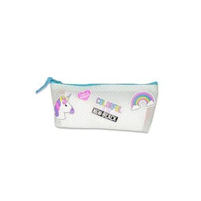 Estojo Escolar Unicornio Silicone Colorful Infantil Branco