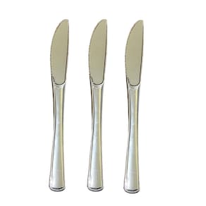 Kit 12 Facas Descartáveis De Luxo Em Plástico Prata 19,5Cm