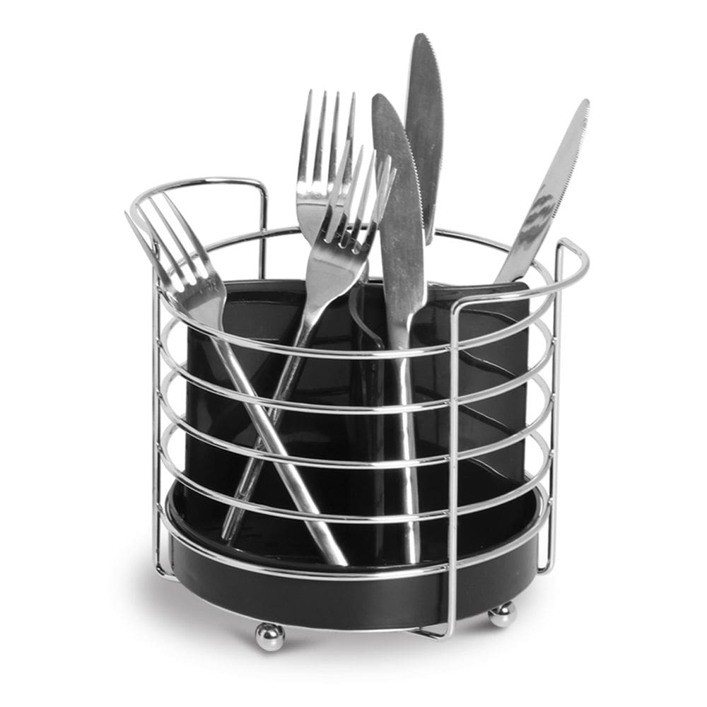 Porta Talher Organizador Redondo Preto