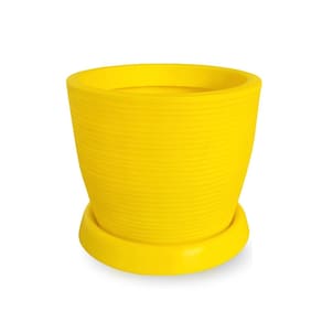 Vaso De Planta Redondo De Polietileno 30X30 + Prato Amarelo