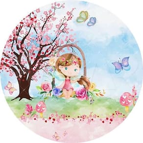 Painel Redondo 3D Sublimado Jardim Das Fadas Frd-1370