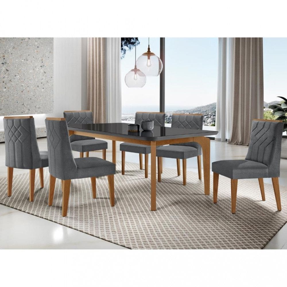 Conjunto Sala de Jantar Mesa Londrina e 6 cadeiras Nevada Rufato