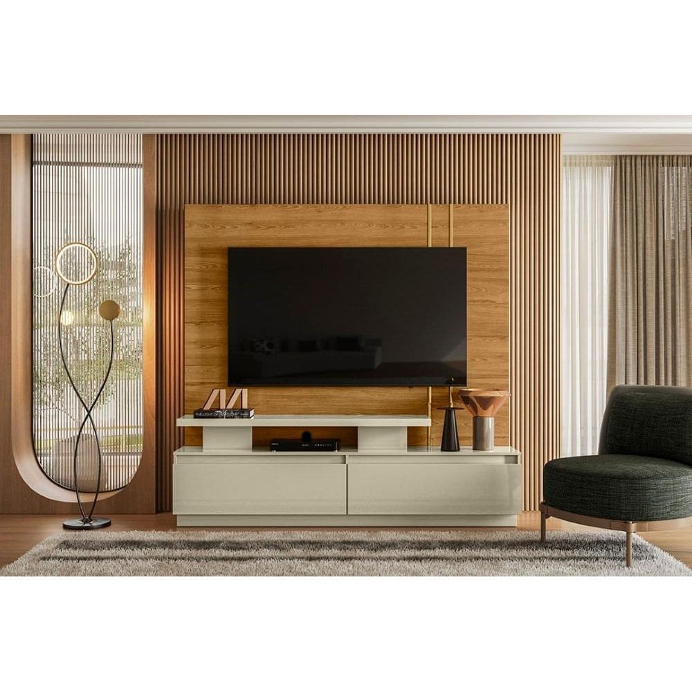 Painel New Apolo para TV de até 75 polegadas - Cumaru Opala - Madetec