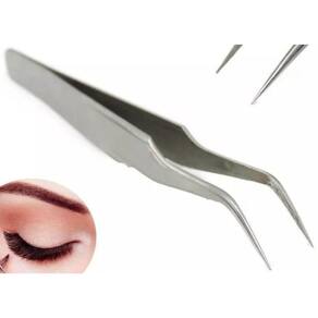 Pinça Navina PT-4 Cílios Volume Russo Curva 11,8cm Prata