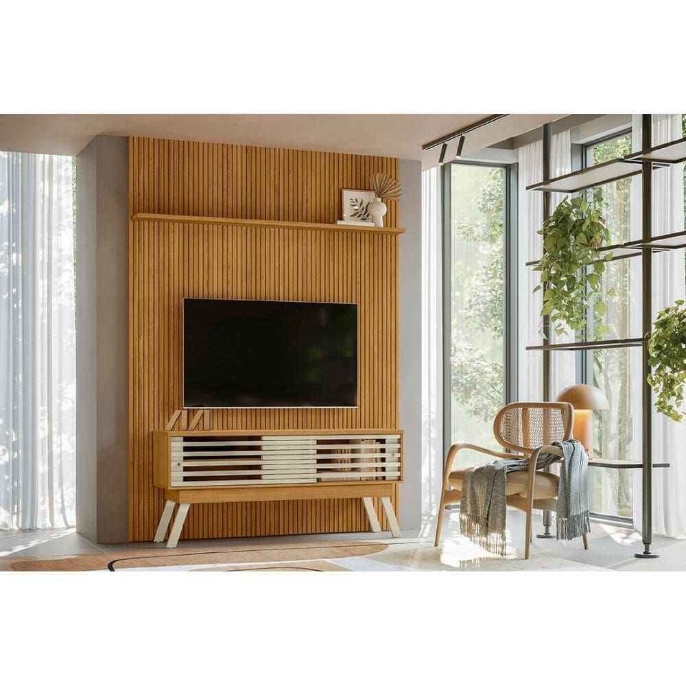 Painel Frizz New Premium para TV de até 65 polegadas - Cumaru Opala - Madetec