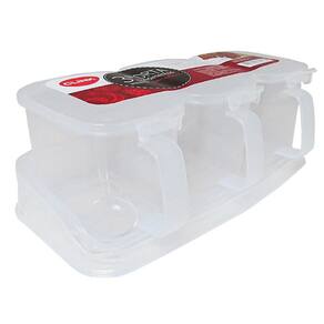 Porta Temperos E Condimentos Com Colher Triplo De Plástico