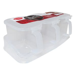 Porta Temperos E Condimentos Com Colher Triplo De Plástico