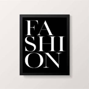 Quadro Palavra Fashion Fundo Preto 45X34Cm Com Vidro Preta