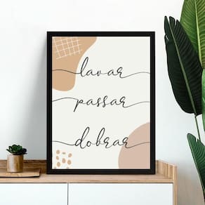 Quadro Lavanderia - Lavar Passar Dobrar 45X34Cm - Com Vidro