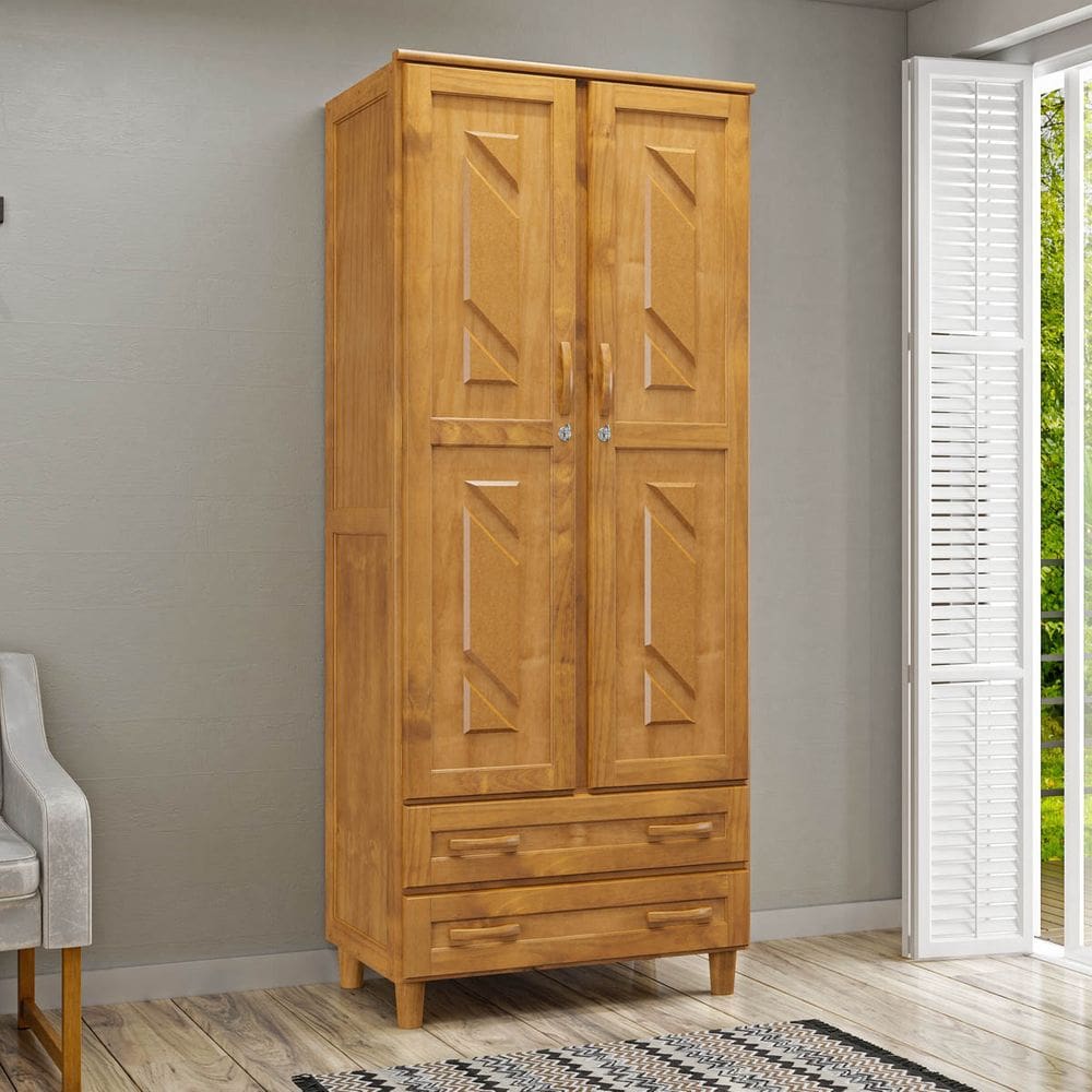 Guarda-Roupa Multiuso 2 Portas 2 Gavetas Freijó Grécia Madeira Pinus - Cavazotto
