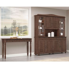 Conjunto Cozinha: Cristaleira 8 Portas 4 Gavetas e Aparador 2 Gavetas Rubi Café Madeira Pinus - Finestra