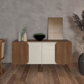 Buffet Aparador com 4 Portas 2 Prateleiras Cedro/Off White Elegance - Artely