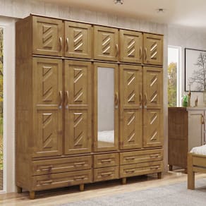 Guarda-Roupa Tripartido 10 Portas 6 Gavetas Berlim Imbuia Madeira Pinus - Cavazotto
