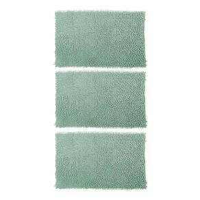 3 Tapetes De Banheiro Microfibra Bolinha 58X38Cm Verde-Água